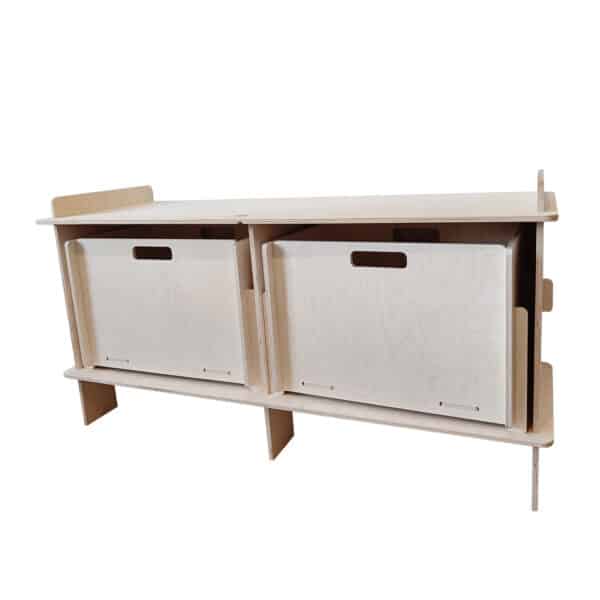 sideboard with boxes