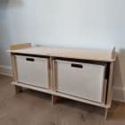 storage boxes and sideboard